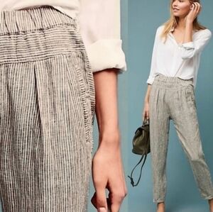 Anthropologie Hei Hei Striped Cropped Linen Pants